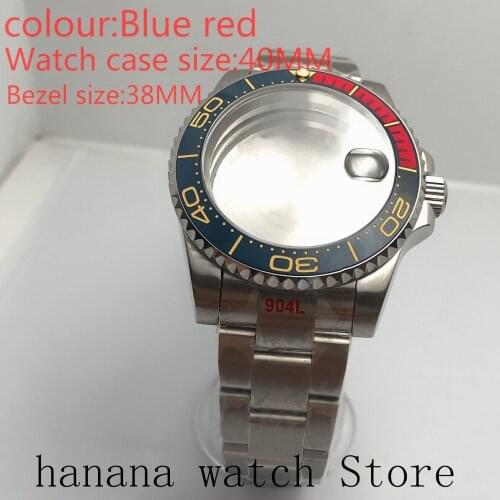 Suitable for NH35 / NH36 Mingzhu2813 Miyota stainless steel self-winding 40mm case, sapphire glass blue-orange rotating bezel