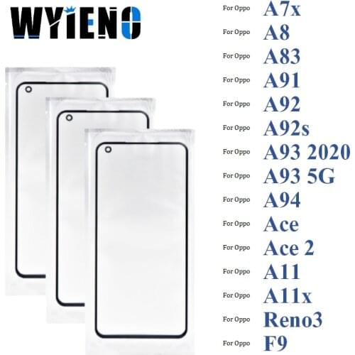 Black Digitizer LCD Sensor Glass Panel For Oppo A7x F9 A8 A11 A11X A83 A91 Reno 3 Touch Screen Glass lens + With OCA Film