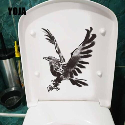 YOJA 19X22.2CM Home Decor Hand Painted Ink Big Birds Eagles Toilet Seat Decal Wall Stickers T5-0659