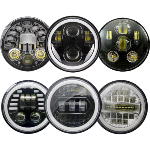 5.75 inch Black LED Headlight Projector Halo Ring High Low Beam Motorcycle 5 3/4" DRL Turn Signal for Sportster Dyna Iron 883