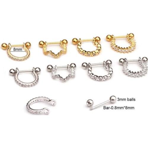 JINGLANG Trendy Stud Small Earrings for Stainless Steel Ear Bone Stud Nose Rings Piercing Cartilage Tragus Ring Girls Jewelry