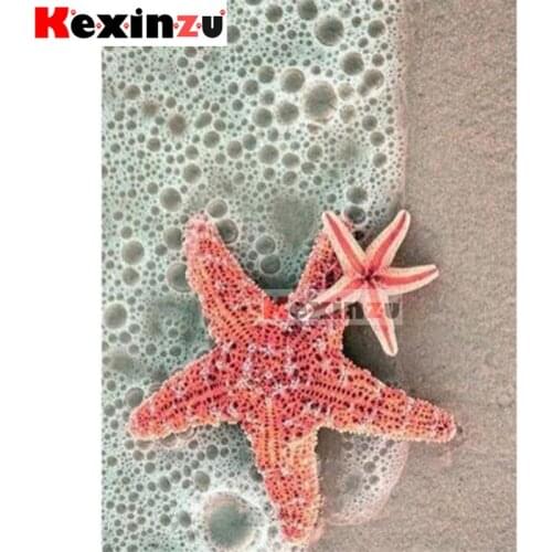 Kexinzu 5D DIY Full Square/Round Drill Diamond Painting "Beach starfish" Embroidery Mosaic Cross Stitch Stickers Decor Gift Xa05