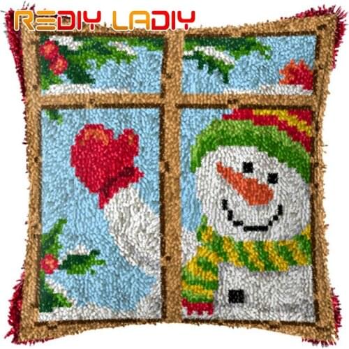 Latch Hook Cushion Unicorn Girl Pillow Case Acrylic Yarn Sofa Pillow Pre-Printed Canvas DIY Crochet Cushion Cover Hobby & Crafts