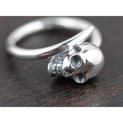 L&P 100% 925 Sterling Silver The Skull Ring For Men&Women,Vintage Punk Rock Rings Fashion Silver Jewelry For Birthday Gift
