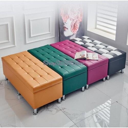 Clothing store rectangular sofa shoe changing stool shoe cabinet bed end storage stool can sit storage locker room fitting room