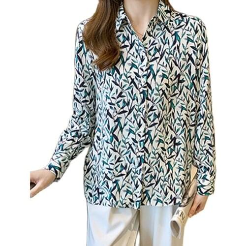 Fashion flower print ladies shirts Womens Blouses 2021 Spring Autumn Long Sleeve Shirts Tops Blusas Mujer
