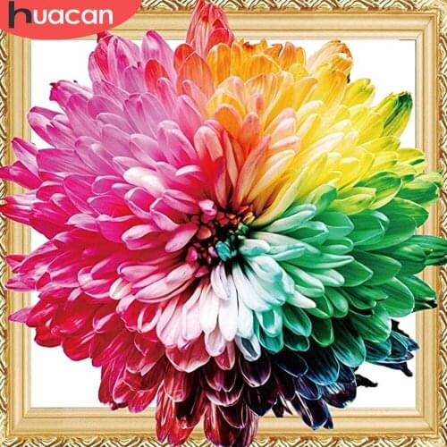 HUACAN Diamond Painting Kit Flower Square/round Embroidery Mosaic Color Floral Crystal Wall Decor