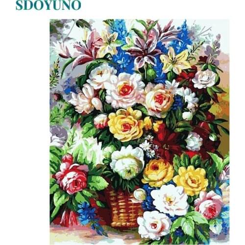 SDOYUNO 60x75cm Painting By Numbers Flowers DIY Pictures By Numbers For Adult Frameless Digital Painting On Canvas Home Decor