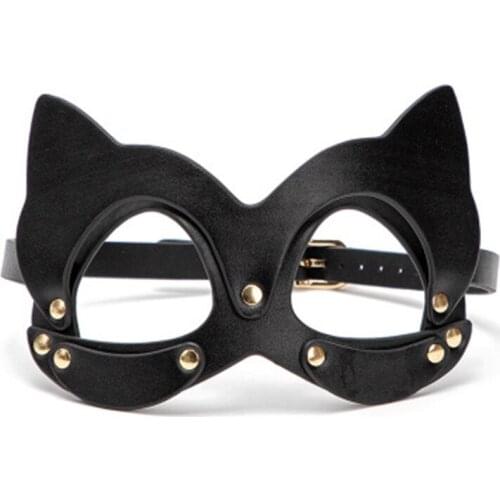 New cute cat mask stage prop alternative sex toy long eared rabbit mask adult performance prop leather eye mask adult bondage