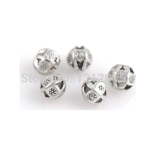 Wholesale Beads!Hot sell Decorative Design Antique Silver Alloy Spacer Beads Jewelry Making Supplies 7x7mm,50Pcs,YTC0074