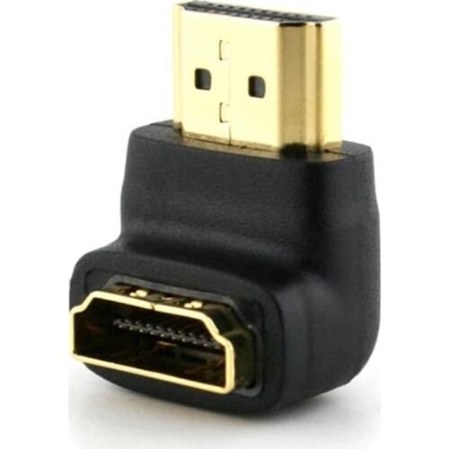 Wholesale black HDMI adaptor plug gold plated elbow 90 degrees male to female extension cable convert connector