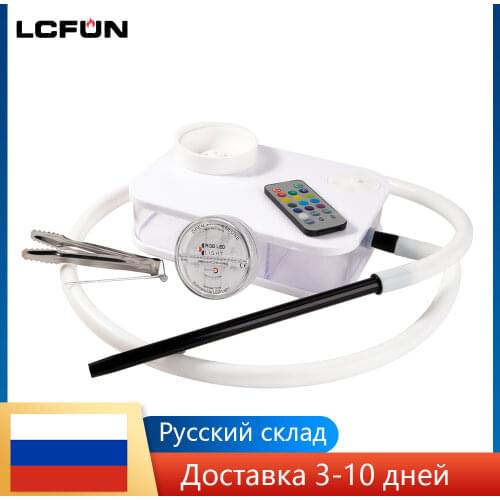 Potrable Acrylic Hookah For Smoking With LED Light Complete Shisha Water Pipe Nargila Sheesha Cachimba With Bowl Men Gadgets