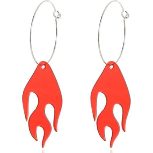 Transparent Acrylic Flame Drop Earrings for Women Exaggeration Hip-Hop Hollow Stud Earrings Fashion Party Accessories