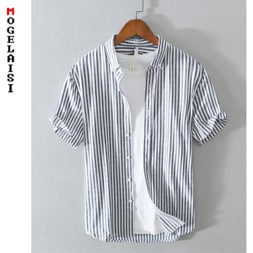 Summer short sleeve Striped shirt men casual 100% cotton High quality, soft and breathable shirt man clothing fashion tops L867