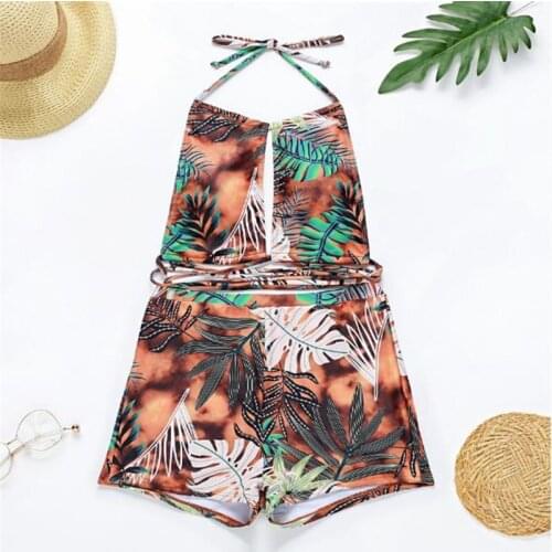 Sexy Boxer Swimsuit High Waist Bikini Бикини Print New 2021 Europe And America Women One Piece Swimwear