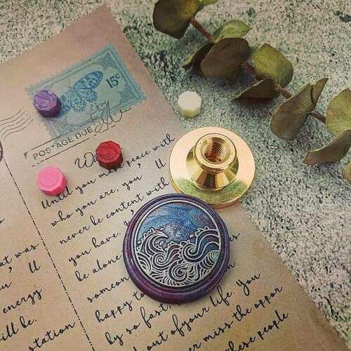 Stamp head of Sea Wave Sealing stamps Retro Wood Stamp Wax Seal Stamp Wedding Decorative sealing Stamp wax seals
