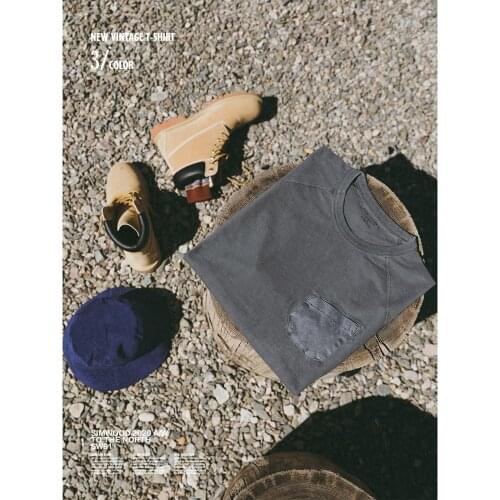 SIMWOOD 2020 Summer Autumn New Vintage Aesthetics T-shirt Men 250g Thick 100% Cotton Fabric Garment Washed Tshirts Tops SJ131073