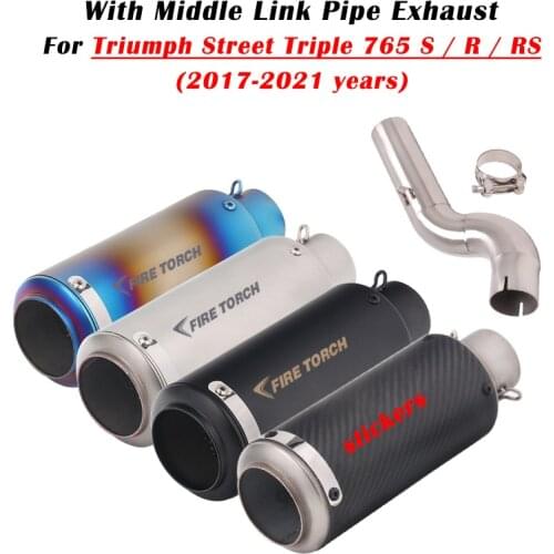 For Triumph Street Triple 765 S R RS 17 18 19 20 21 Moto Exhaust Escape System Modify Muffler DB Killer Carbon Fiber silencer