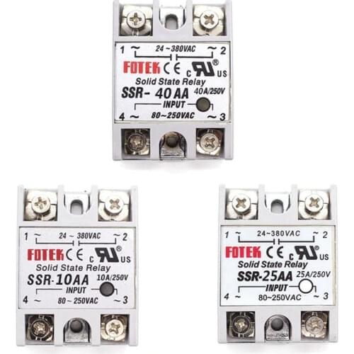 Solid State Relay 12v 24v SSR-10AA SSR-25AA SSR-40AA 10A 25A 40A 80-250V AC TO 24-380V AC SSR 10AA 25AA 40AA Rele Power Supply