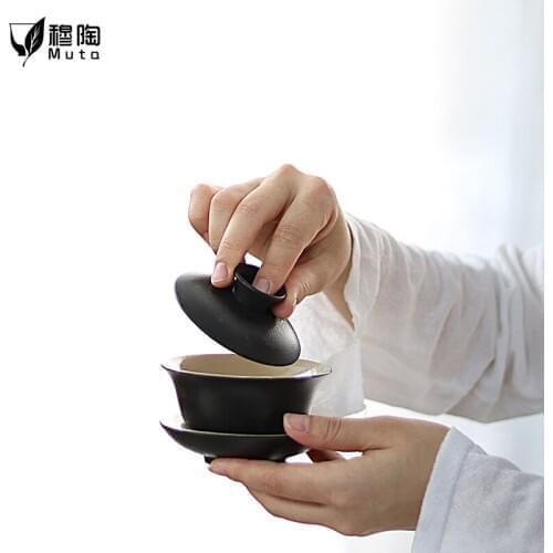 Vintage Tea BowlHandmade Kiln Change Tea Tureen Ceramic Master Cup Drinkware Kung Fu Gaiwan Teapot Crafts Gifttea bowlgaiwan set