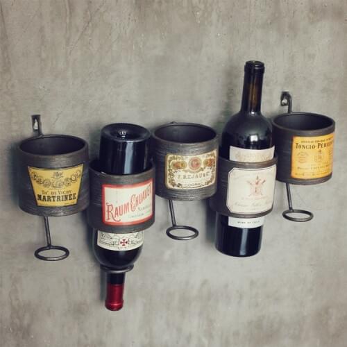 Vintage storage racks muons american loft personalized wall hangings bar decoration wall red wine holder bottle stand or holder