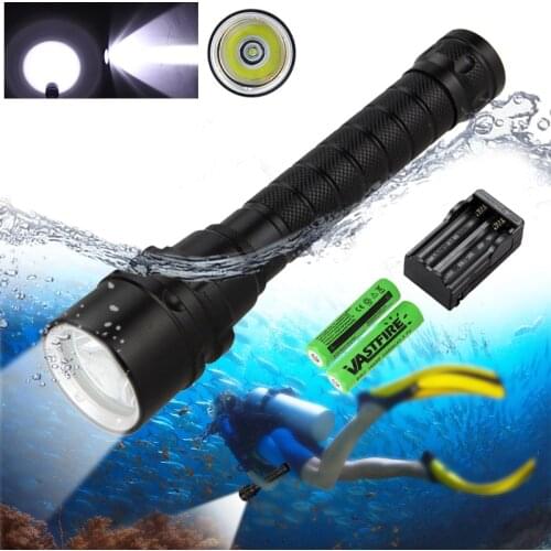 Waterproof IPX8 Diving Flashlight XM-L T6 LED Underwater 100 Meter Professional Diving lamp Torches Lantern With Battery+Charger