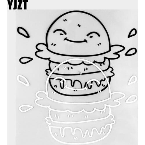 YJZT 15.5×11CM Cute Cartoon Hamburger Vinyl Decal High Quality Car Sticker Decoration Black / Silver 20B-0322