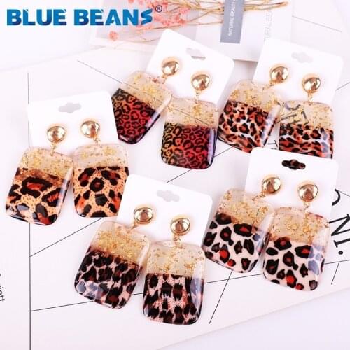 ZA Leopard Acrylic Earrings Bohemian Fashion Gifts for Women Drop Earings Jewelry Big Statement Gold Long luxury Acetate trendy