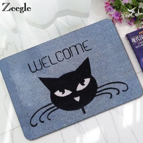 Zeegle Mat in Hallway Cat Printed Doormats Rubber Floor Mats Home Decor Living Room Rug Anti-Slip Kitchen Carpet Bathroom Rug