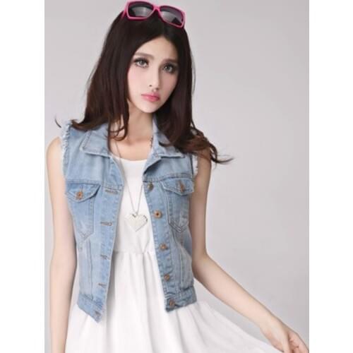 My New In Spring Womens Denim Vests New 2017 Spring Autumn Sleeveless Button Fashion Jeans Vest Tops High Quality Plus Size 3XL