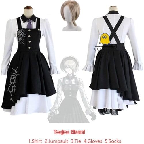 Danganronpa V3 Tojo Kirumi Cosplay Costume Dress Set Killing Harmony Uniform Halloween Party Suit for Women Tojo Kirumi Wig
