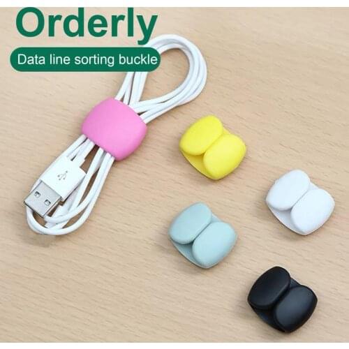 1 Box Cable Organizer Flexible Universal Mini Earphone Data Cord Clip Wire Winder for Desktop