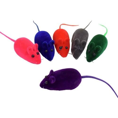 1PC Cat Toy Flocking Mouse Funny Kitty Toys Sound Plush Rubber Vinyl Mouse Pet Cat Realistic Sound Toys Interactive Toy