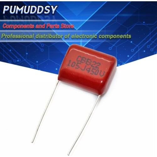 10PCS 1uF 450V CBB Polypropylene film capacitor pitch 15mm 105 450V 1uF