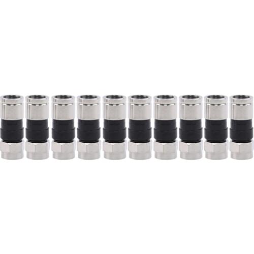 10Pcs F-Type Male Plug Compression Connectors For RG6 Coax Coaxial TV Cable HQ Connector Auto Replacement Parts