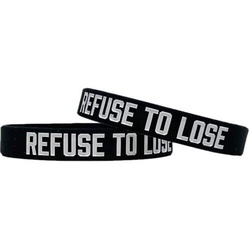 300pcs Motivational REFUSE TO LOSE Silicone Bracelets Rubber Wristbands Free Shipping by DHL