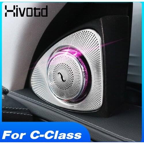 3D Rotating Tweeter Speaker 64 Colors Front Door LED Treble Horn Car Refit Accessories For Mercedes Benz C-Class W205 2015-2021