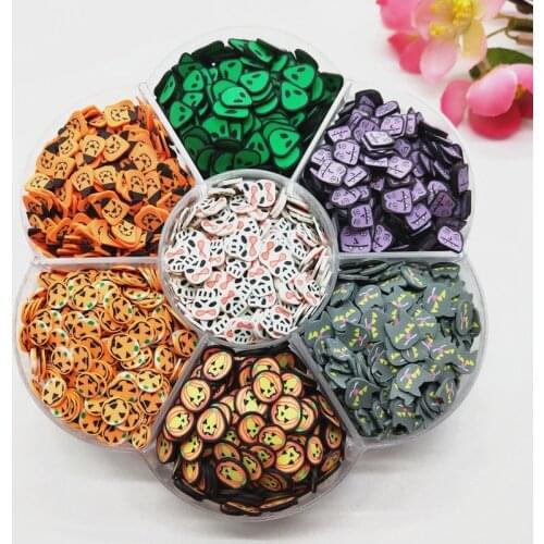 5mm Orange Green Polymer Clays Set For All Saints' Day: Jack-o-lantern/Cat/ghost/soul/skull/vampire