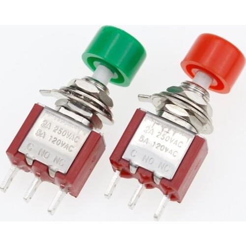 5Pcs 3Pin C-NO-NC 6mm Mini Momentary Automatic return Push Button Switch ON-(ON) 2A 250VAC/5A 120VAC Toggle Switches