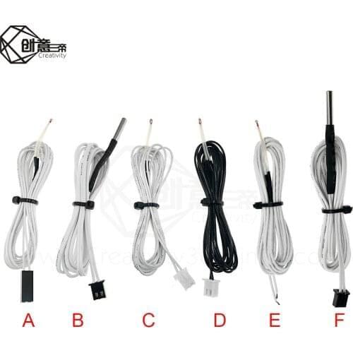 5pcs/lot 100K ohm NTC 3950 Thermistors Sensors with Cable 3D Printers Parts Temperature Part White 1M Line Accessories