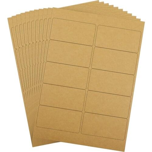 A4 50Sheets Kraft Labels Stickers blank label with Print Template laser inkjet printing die-cut self-adhesive paper