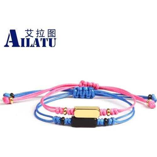 Ailatu New Couples Jewelry Stainless Steel Logo Beaded Bracelet