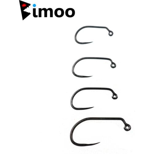 Bimoo 100PCS Black Nickle Barbless Fly Tying Jig Hook Fly Fishing Wet Fly Hook Fly Tying Material Size 10 12 14 16 18