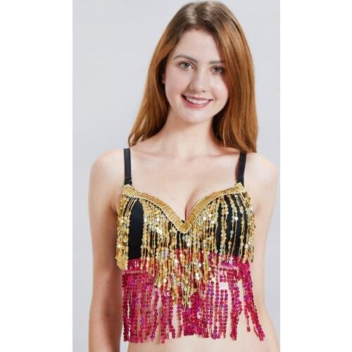 Belly Dance Bra With Sequins Tassel Cost-Effective Belly Dance Bra Practice BellyDance Bra Top Oriental Costume Top For Women