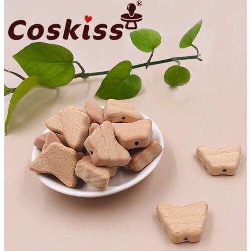 Coskiss 20pcs Food Grade Wood Bead Beech Wooden Clouds Animal Beads DIY Teething Nursing Mom Necklace jewelry Making Teethers