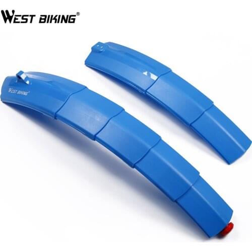 WEST BIKING Fender Bicycle Telescopic With Taillights Folding Front Rear Mudguards Set Cycling Quick Release MTB Bike Fenders