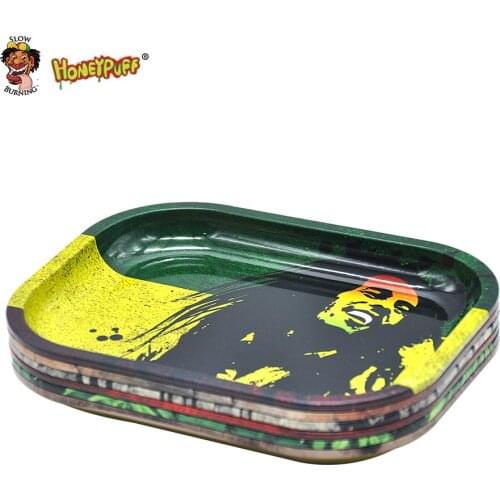 HONEYPUFF Iron Plate Storage Tray Cigarette Essential Accessories Rolling Trays Useful Tool Rolling Machine Pattern Random