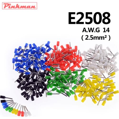 20/50/100pcs E2508 Tube insulating terminals AWG 14 Insulated Cable Wire 2.5mm2 Connector Insulating Crimp Terminal Connect
