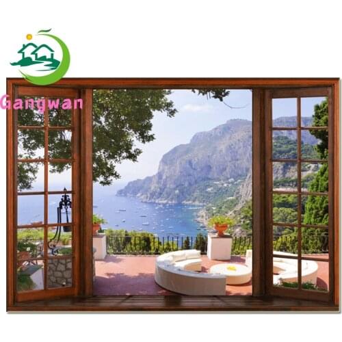 Window scenery 5D DIY Diamond Painting Rhinestones Pictures Diamond Mosaic Sea view and garden Decor Sale Diamond Embroidery