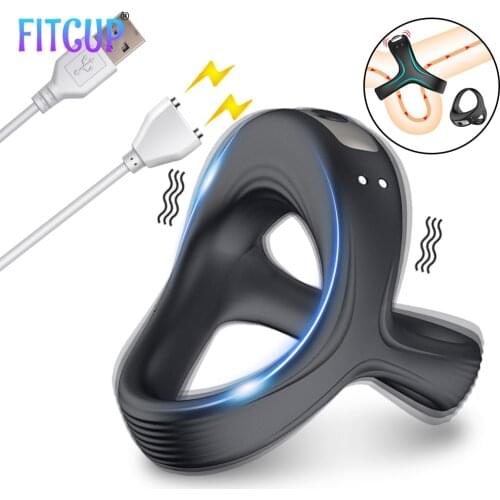 Penis Ring Vibrator For Men Delay Ejaculation Male Masturbators Cock Dick Rings Erotic Sex shop toys For Adult 18 Couples Bdsm